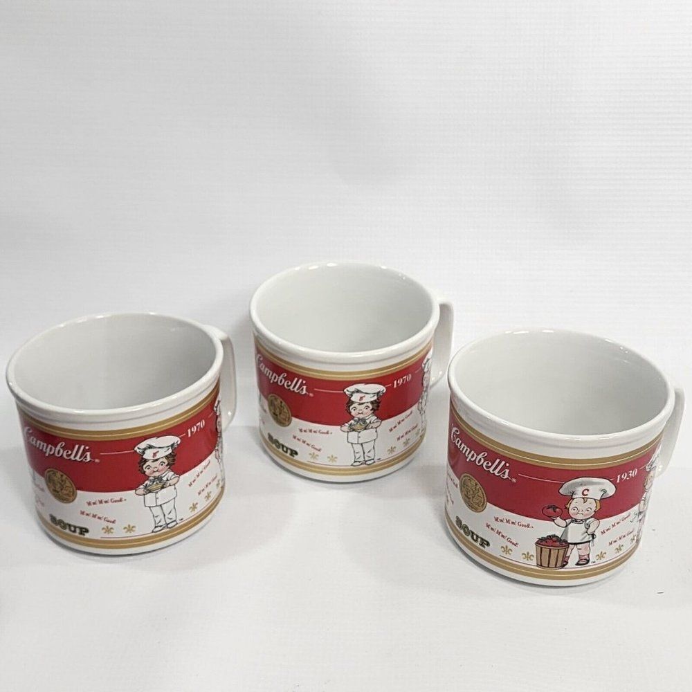 3 Campbells Soup Mugs Cups 1950-1960-1970-1990